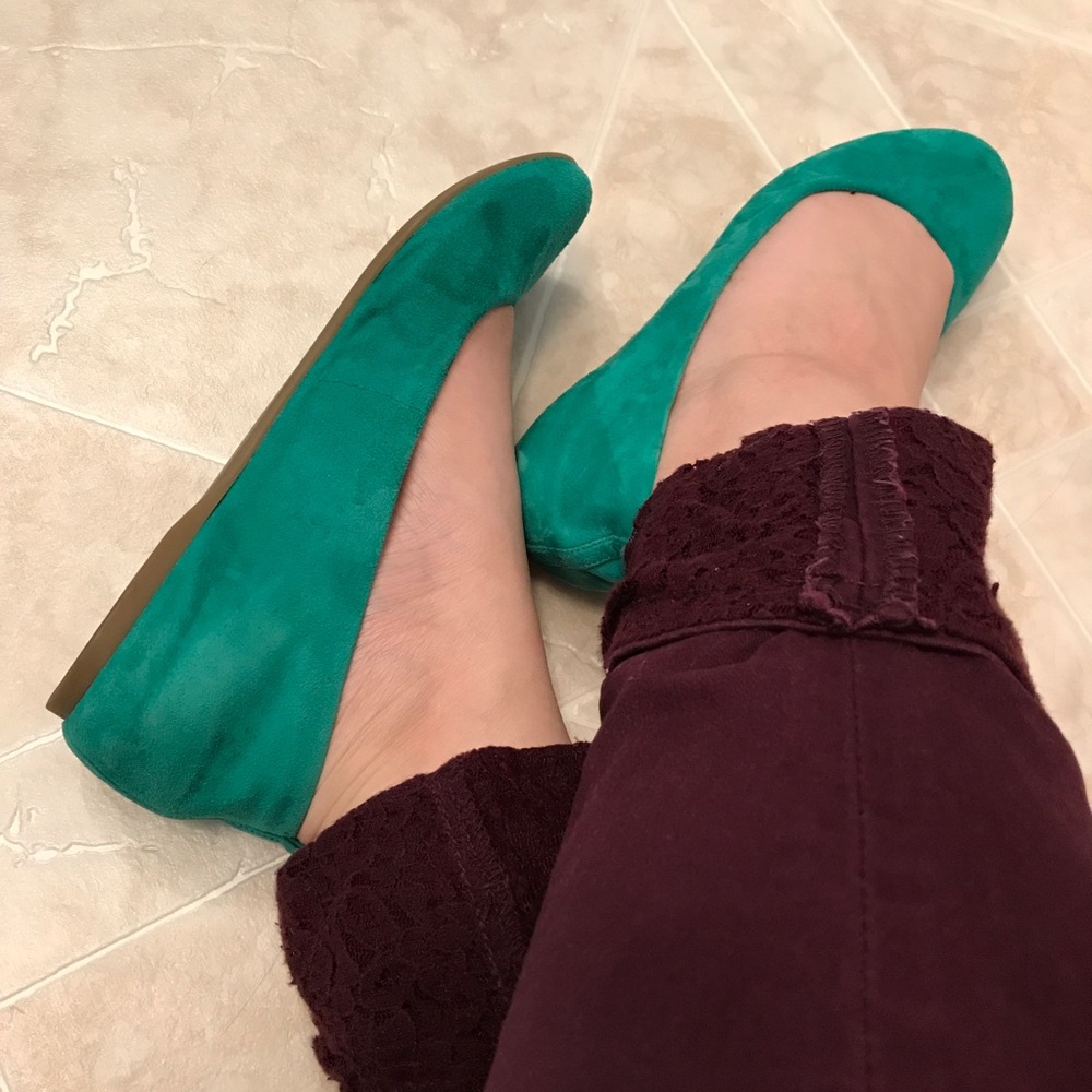 Coach and Four - Turquoise Sued Ballet Flats